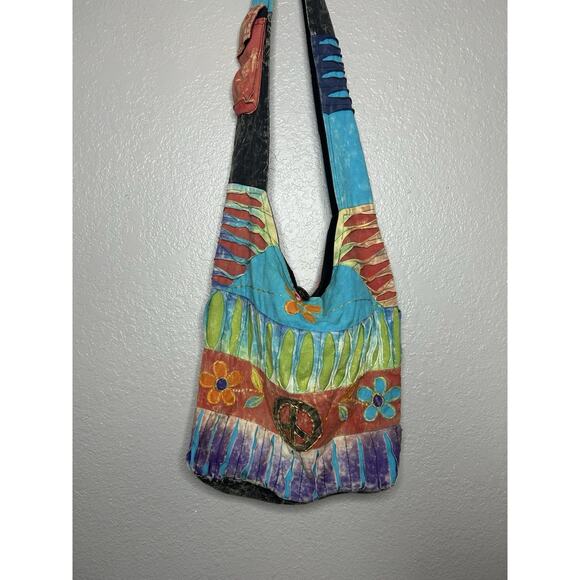 Unbranded Handbags - Multi Colored Boho Purse Crossbody Cotton Messenger Hippie Hobo Bag
